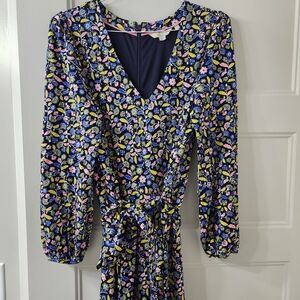 Boden Floral Stretch Jumpsuit with Pink and Blue Accents